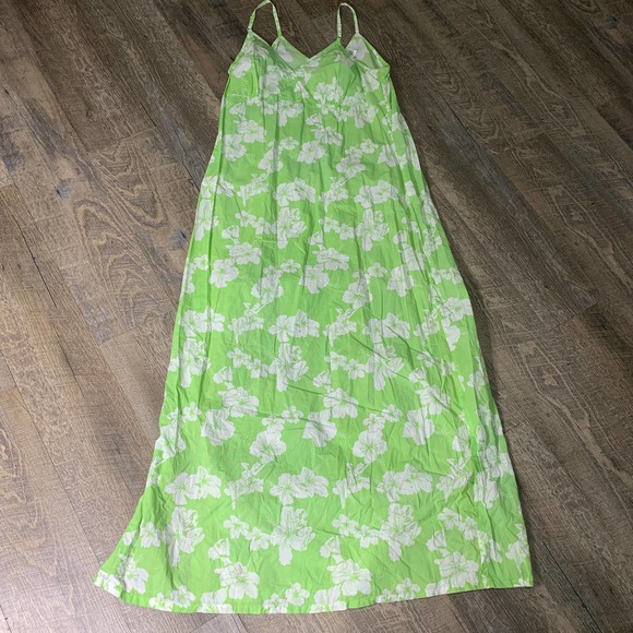 Funky People Dresses & Skirts - Funky People Sun Dress Womens Size Large Green Floral Sleeveless Maxi Faux Wrap